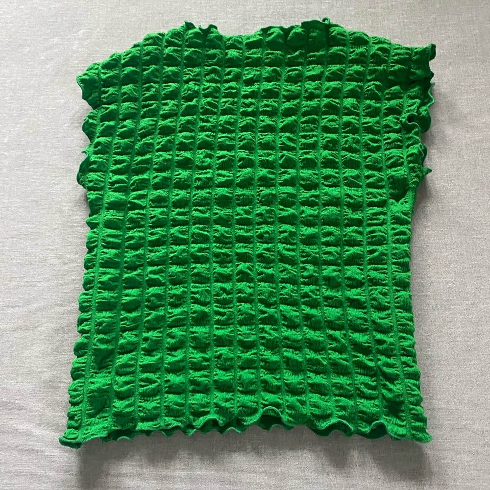 Poof! Vintage Green Textured Short Sleeve Top - Picture 6 of 7